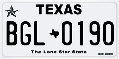 TX license plate BGL0190