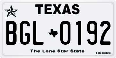 TX license plate BGL0192