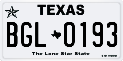 TX license plate BGL0193