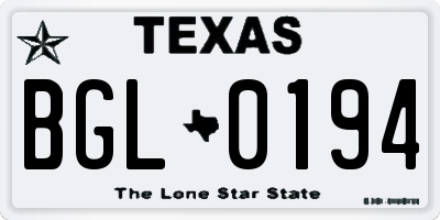 TX license plate BGL0194
