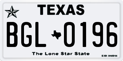 TX license plate BGL0196