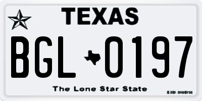 TX license plate BGL0197