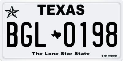 TX license plate BGL0198