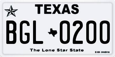 TX license plate BGL0200