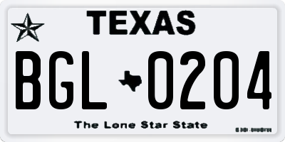 TX license plate BGL0204