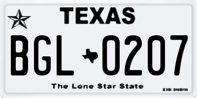 TX license plate BGL0207