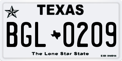 TX license plate BGL0209
