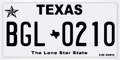 TX license plate BGL0210