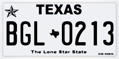 TX license plate BGL0213
