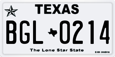TX license plate BGL0214