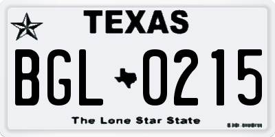 TX license plate BGL0215