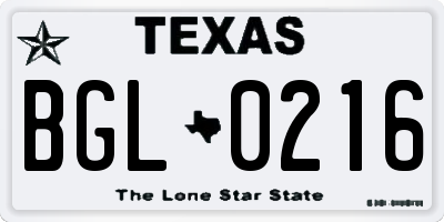 TX license plate BGL0216