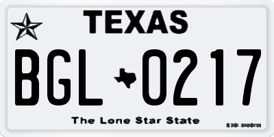TX license plate BGL0217