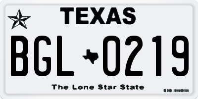 TX license plate BGL0219