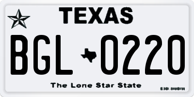 TX license plate BGL0220