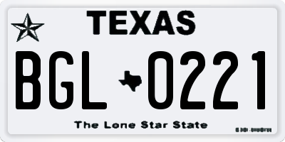 TX license plate BGL0221