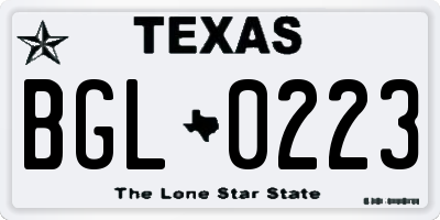 TX license plate BGL0223