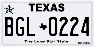TX license plate BGL0224
