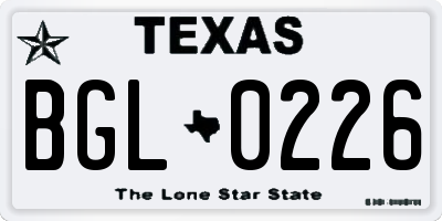 TX license plate BGL0226