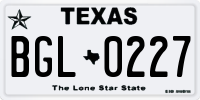 TX license plate BGL0227