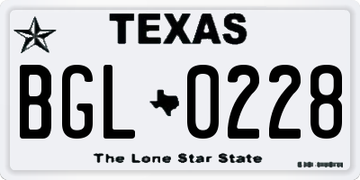TX license plate BGL0228