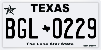 TX license plate BGL0229