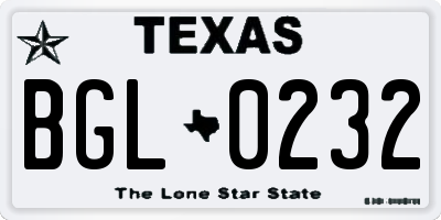 TX license plate BGL0232