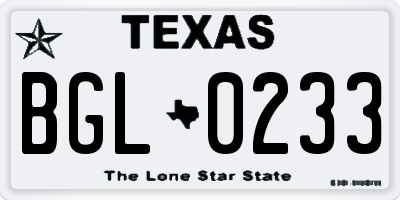 TX license plate BGL0233