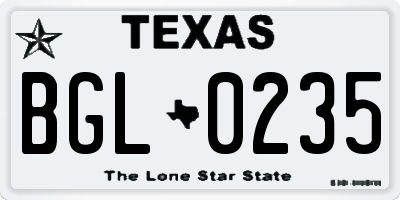TX license plate BGL0235