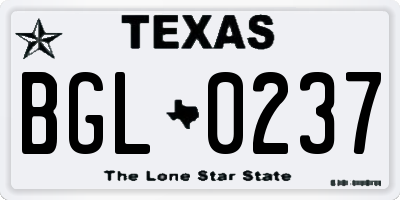 TX license plate BGL0237