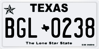 TX license plate BGL0238