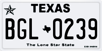 TX license plate BGL0239