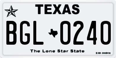 TX license plate BGL0240