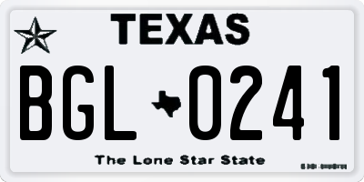 TX license plate BGL0241