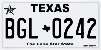 TX license plate BGL0242
