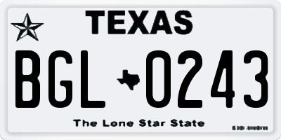 TX license plate BGL0243