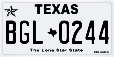 TX license plate BGL0244