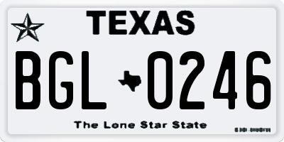 TX license plate BGL0246