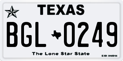 TX license plate BGL0249