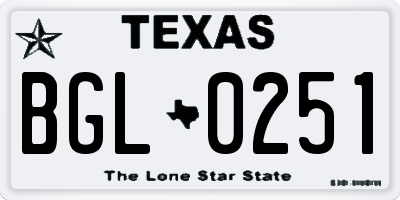 TX license plate BGL0251