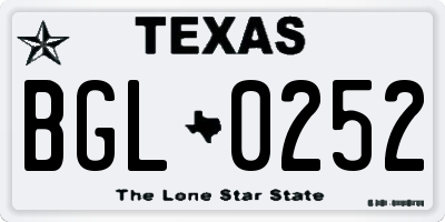 TX license plate BGL0252