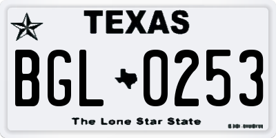 TX license plate BGL0253