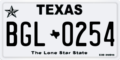 TX license plate BGL0254