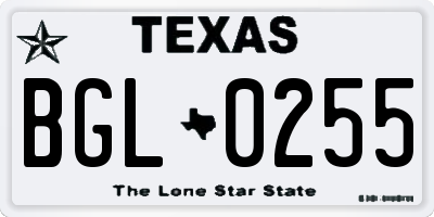 TX license plate BGL0255