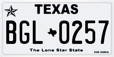 TX license plate BGL0257