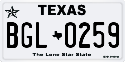 TX license plate BGL0259