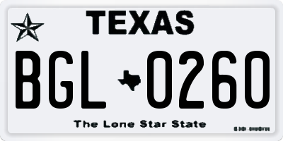 TX license plate BGL0260