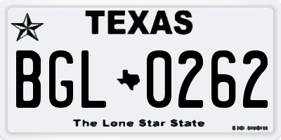 TX license plate BGL0262