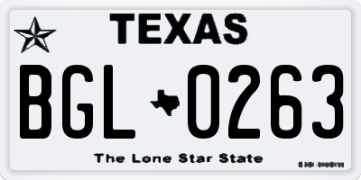 TX license plate BGL0263