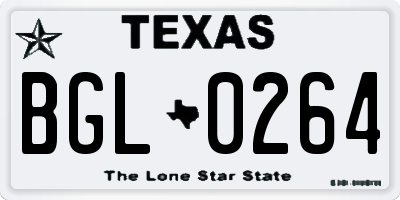 TX license plate BGL0264
